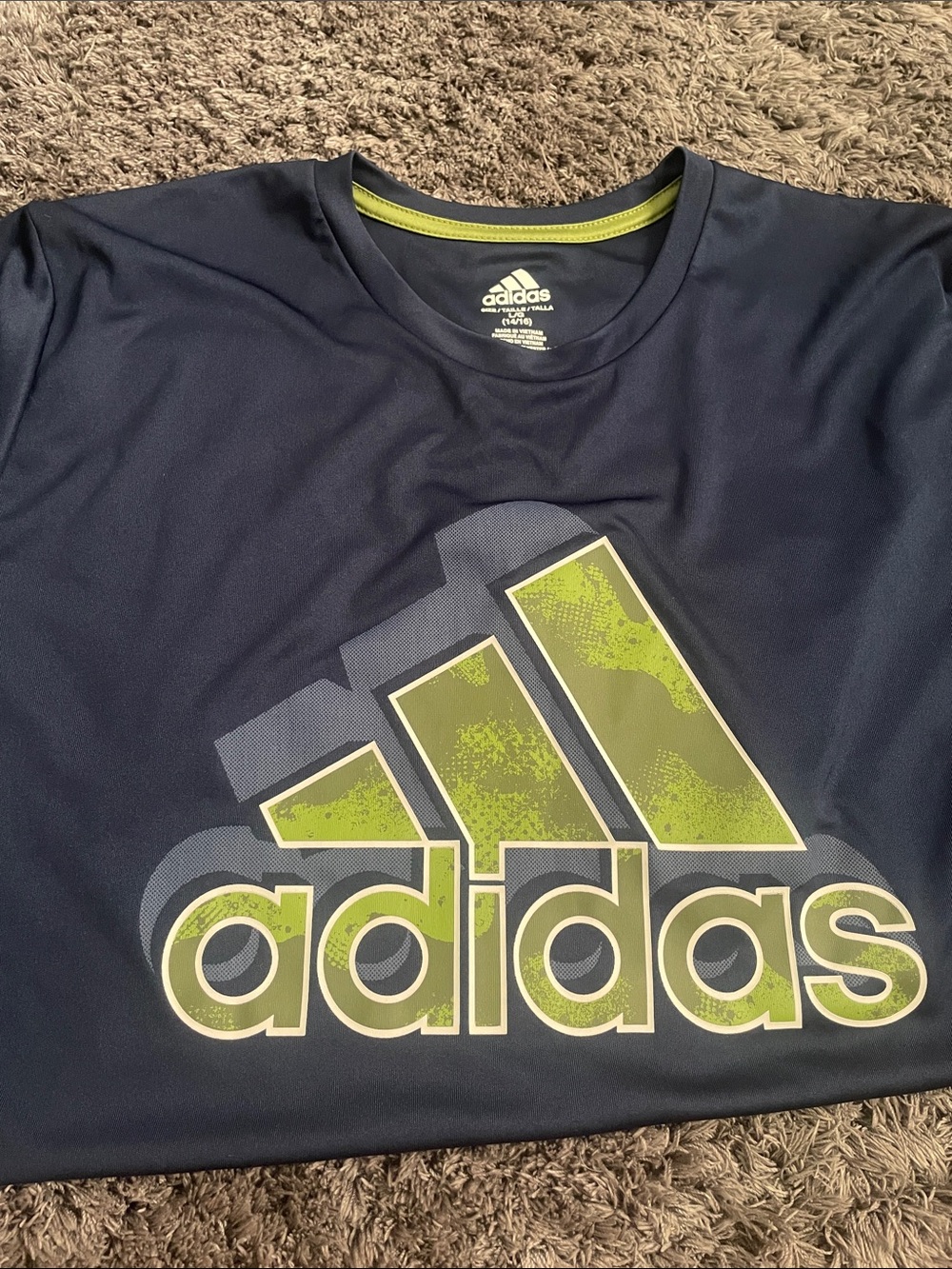 adidas Navy Tee with Lime Green Logo